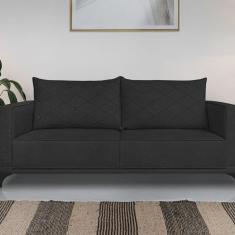 Sofá Eliot 2 Lugares 180 Cm Linho Boucle Preto