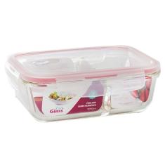 Pote Vidro Hermético para Mantimentos Divisória Tampa 1010ml