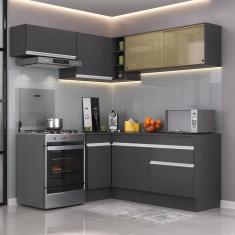 Armário De Cozinha Completa De Canto Mp2094.898 Preto/branco