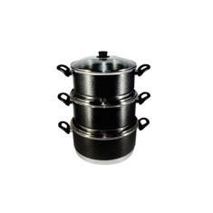 Jogo Panelas Grande (jogão) Craqueado Preto Alumínio 3 Peças