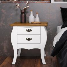 Mesa de Cabeceira Bombe Premier Branco/Cumarú - Patrimar Móveis