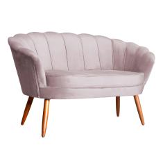 Namoradeira Decorativa Estofada Para Salão de Beleza Pétala Veludo Rose - LM DECOR