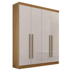 Guarda Roupa Solteiro 4 Portas 3 Gavetas - Da Vinci Plus-Cinamomo/Off White - Móveis D`Doro