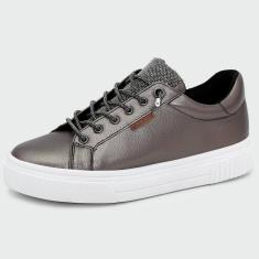 Tênis Casual Feminino Flatform Metalizado Strass Brilho
