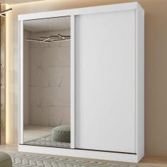 Guarda-Roupa Casal 2 Portas 2 Gavetas Zeine com espelho Branco