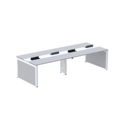 Mesa de Plataforma Dupla para 4 Pessoas Corporativa 150x140/4p Cinza/Branco