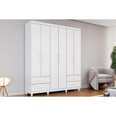 Guarda Roupa Solteiro 6 Portas E 4 Gavetas C- Pés Canadá Plus Branco Conquista