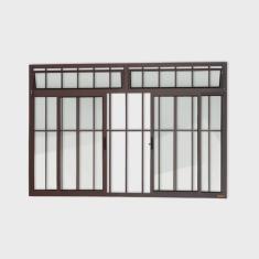 Janela Plus 4 Folhas com Bandeira e Grade Vidro Liso 100cm x 150cm Brimak