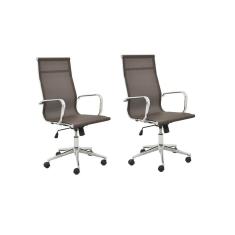 Kit 2 Cadeiras De Escritório Presidente Giratória Office Sevilha Alta Tela Rivatti Café