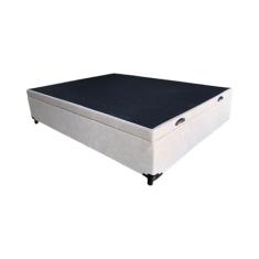 Cama Box Baú Viúvao Linhão Bege Com 128cm de Largura Com Pistão A Gás