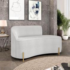 Sofá 2 Lugares Orgânico 140cm Morgan Pé Aço Dourado Bouclê D03 - D'Ros