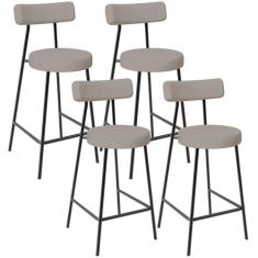 Kit 04 Banquetas Baixa Para Cozinha Sala De Jantar Bar Bancada Milão L