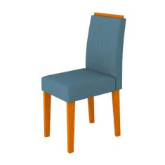 Kit Com 2 Cadeiras Estofadas Ana Ype Suede Azul - New Ceval