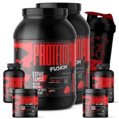Combo Duplo Whey Protein Fusion + 2x Bcaa + 2x Glutamina + Shaker-Unissex
