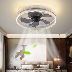 Ventilador de teto moderno LED Luz de teto com ventilador ultra silencioso com iluminação e controle remoto Luz de teto com ventilador regulável Sala de estar Sala de jantar Quarto Luz de te