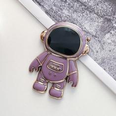 Para Oppo a54 Capa de revestimento de suporte de astronauta para Oppo A54 A52 A16 A15 A36 A58 A53 A74 A57 A17 A72 4g 5g Capa de suporte de silicone, apenas suporte roxo, para OPPO A16 A16S