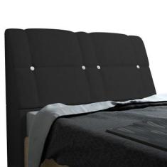 Cabeceira com baú Itália Cama Box Casal 140 cm Suede Amassado Preto - 