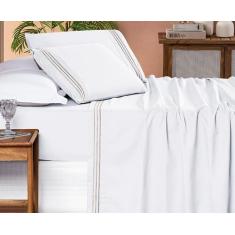 Lençol Casal Box Padrão Bordado Degrade 4 Peças Allegra 200 Fios - Bia