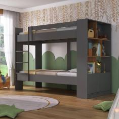 Beliche Juvenil Jonava 2 Portas com Estante Espresso Móveis Grafite/Nogal