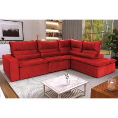 Sofá De Canto Amsterdam Vermelho Molas Retrátil Reclinável - King Hous