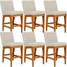 Kit 06 Banquetas Baixa Cozinha Bancada Bar Sala Jantar Fixa Mila L02 L