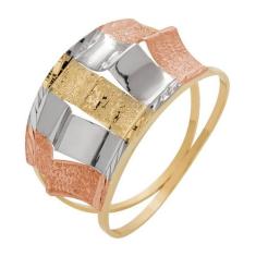 Anel de Ouro 18K Tricolor Corona - Meu Anel, 12