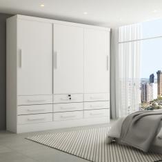Guarda-Roupa Casal Fortaleza 3 Portas 9 Gavetas Neve - Panorama Móveis