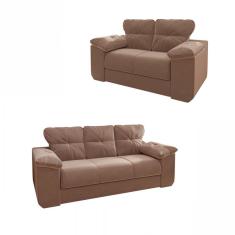 Conjunto Sofá 2 e 3 Lugares 1025 Veludo Choco Mamflex