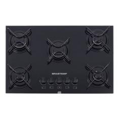 Cooktop A Gas Vidro Preto 5 Bocas 73x46cm - Brastemp