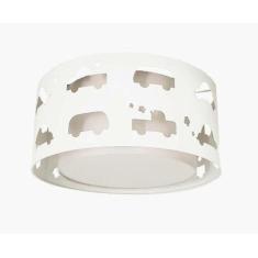 Luminária Infantil Plafon Carrinhos Branco 30X16 - Tom Luz