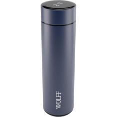 WOLFF - Garrafa Térmica de Aço Inox com Termômetro em LED Azul 500ml