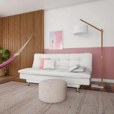 sofá-cama 3 lugares casal qualidade couro sintético branco