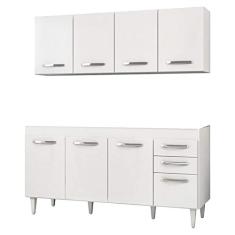 Armário Aéreo Panamá e Balcão Gabinete de Pia Áustria 160cm Branco - Lumil Móveis