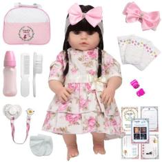 Boneca Reborn Grande Morena 100% Silicone Bolsa Maternidade - Cegonha 