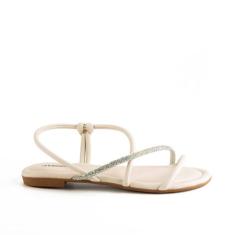 Sandália Feminino Mississipi Rasteira Tiras Trançadas, Off, White, 38