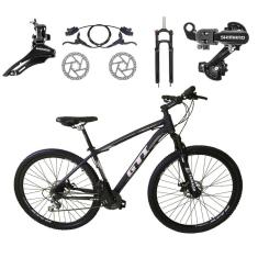 Bicicleta Aro 29 GTI Roma Shimano 24v K7 Freio a Disco Hidráulico Garfo Com Trava - Preto\Cinza