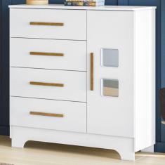 Cômoda Fly 1 Porta 4 Gavetas Branco - Tigus