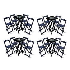 Kit 4 Conjuntos De Mesa Bistrô Dobrável Jack Daniel`s Com 4 Banquetas De Madeira Preta