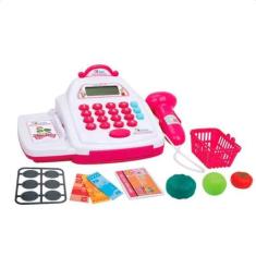 Caixa Registradora Infantil Rosa Creative Fun Mini Shopping com Acessó