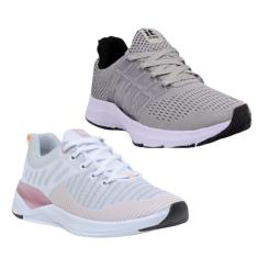 Tênis Feminino Esportivo Caminhada Academia Confortável Kit-Feminino