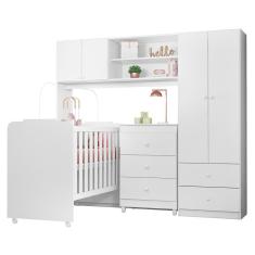 Quarto Bebe Sophia 100% MDF Berço Rodizio Cômoda roupeiro