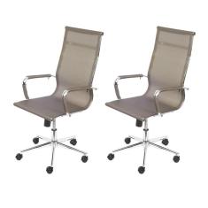 Kit 2 Cadeiras Para Escritório Presidente Esteirinha Tela Mesh 3303 Or Design Cobre