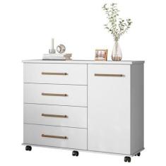 Cômoda Flora 4 Gavetas Branco Brilho - Demóbile, Branco
