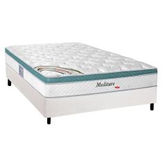 Cama Box Casal: Colchão Molas Herval Masterpocket Ensacadas Meditare + Base Branco(138X188)