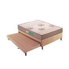 Cama Box c/Auxiliar Casal: Colchão Espuma Polar D33 Pérola Clean + Base CRC Rústico Clean(138x188)