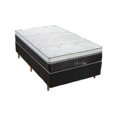 Cama Box Solteiro: Colchão Molas Polar Superlastic Serenatta + Base CRC Rústico Black(88x188)