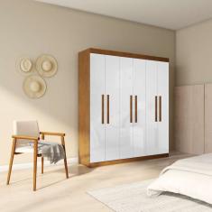 Guarda-Roupa Casal Mônica 6 pt Imbuia e Off White