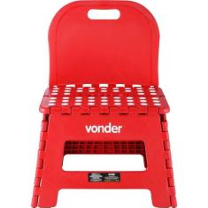 Banqueta Plástica Dobrável Vermelha 220 Mm Encosto Vonder