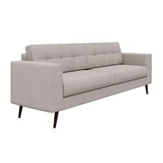 Sofá 3 Lugares Living Pé Palito Linho Cotton Cru 210 cm