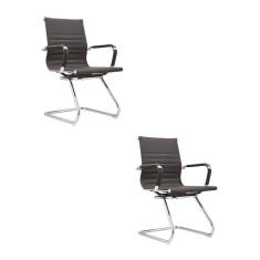 Kit com 2 Cadeiras Base Fixa Manhattan Preto